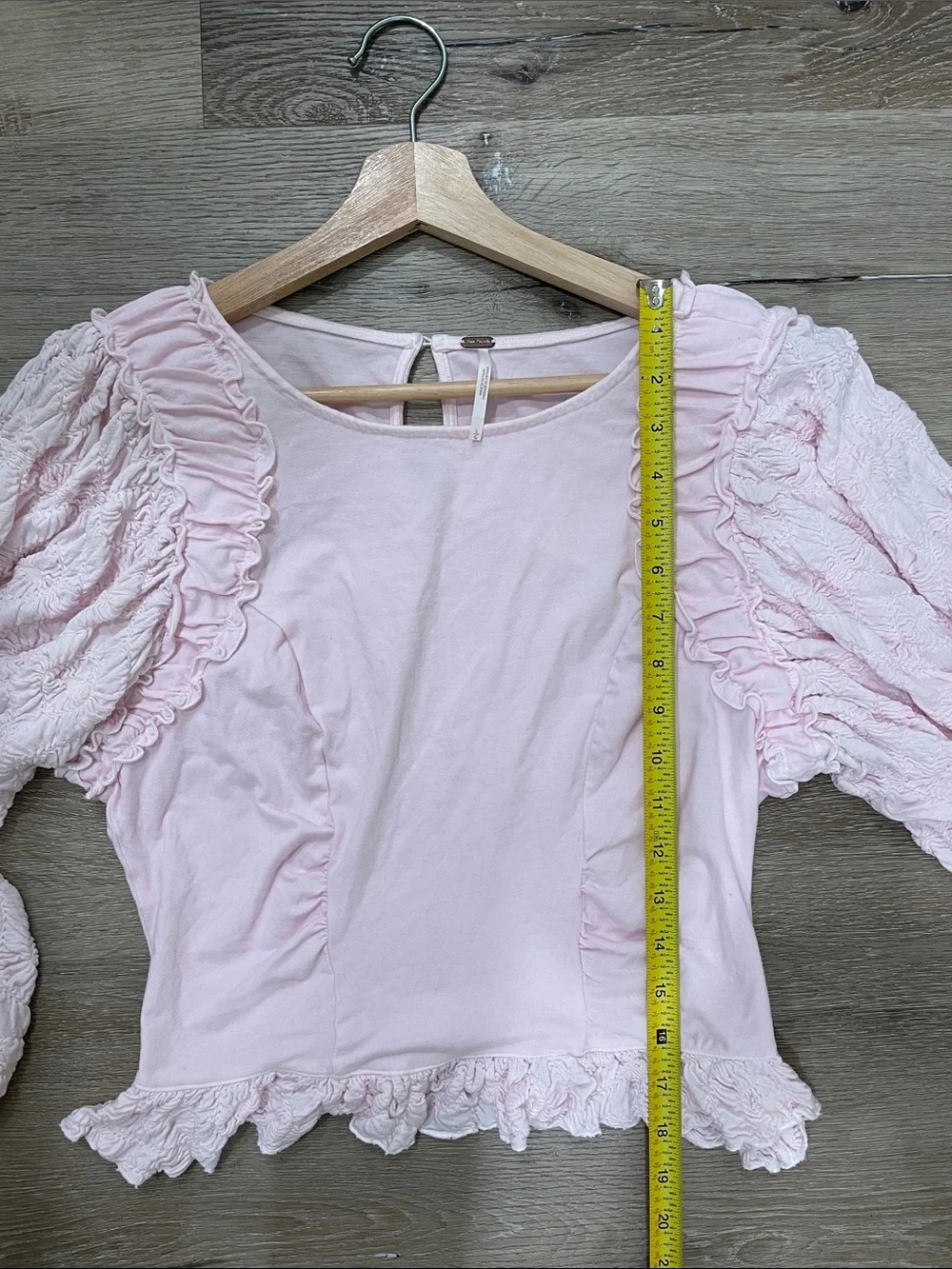 Free People Olivia Top Light Pink Ruffle Floral Long Sleeve Romantic Rare Y2K